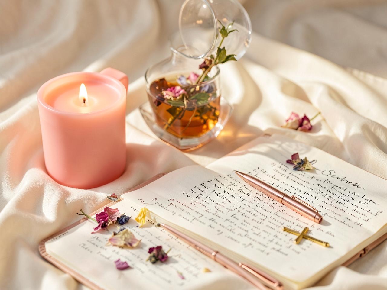 Enlivened Senses candle, tea and prayer journal ritual